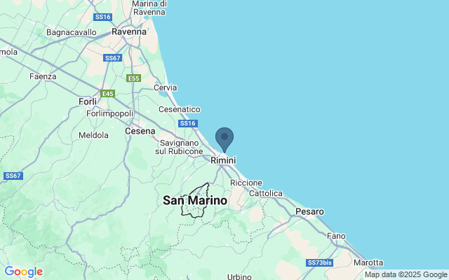 Kaart met locatie Delfinario Rimini